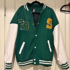 Green and White Varsity Jacket